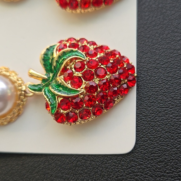 Strawberry 🍓 Statement Post Earrings, NWT - Picture 7 of 15